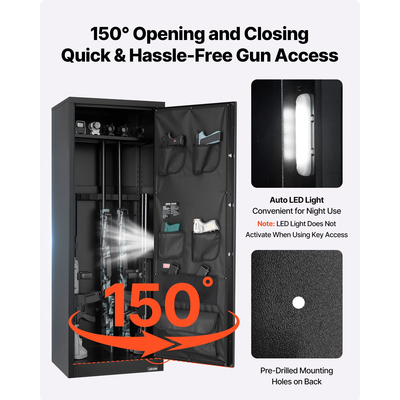 VEVOR 10-12 Χρηματοκιβώτιο Όπλων, Μακρύ Θήκη Όπλων για Τυφέκια και Πιστόλια, Γρήγορης Πρόσβασης Πυράντοχο Χρηματοκιβώτιο Τυφεκίων με 4 Θήκες Πιστολιού και 3 Ρυθμιζόμενες Θήκες, Μεγάλο Ψηφιακό Ντουλάπι με Κλείδωμα με Κλειδί και Κωδικό Πρόσβασης