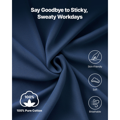 Πουκάμισα VEVOR FR, Ανθεκτικά στη Φλόγα Μακρυμάνικα Ρούχα Ελαφρύ 7 oz Αναπνεύσιμο Βαμβάκι, Ανδρικό Πουκάμισο Εργασίας με Προ-Συρρίκνωση και Τσέπη, για Συγκολλητές, Ηλεκτρολόγους, Μπλε Ναυτικό L