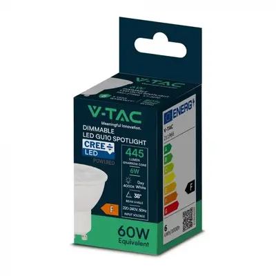V-TAC - Φωτιστικό LED Chip CREE GU10 6W 38° 6500K Ρυθμιζόμενο