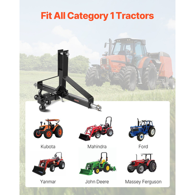 Ρυμουλκούμενο VEVOR 3 σημείων με δέκτη 2 ιντσών, γρήγορη σύνδεση ζεύξης 3 σημείων, προσαρμογέας ράβδου ρυμούλκησης βαρέως τύπου για τρακτέρ, συμβατό με Kubota, Mahindra, Ford, Yanmar, John Deere, Massey Ferguson