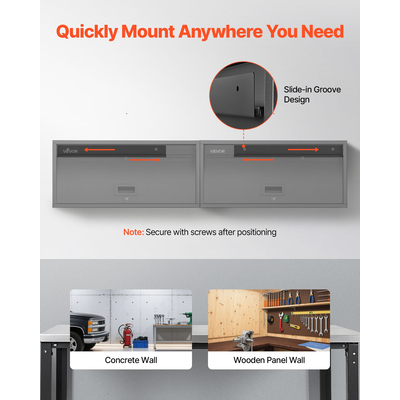 Μεταλλικό ντουλάπι τοίχου VEVOR, 77Π x 30,5Β x 35,6Υ cm, Πλωτό ντουλάπι εργαλείων γκαράζ με αναδιπλούμενη πόρτα, Φορτίο 54,5 kg ανά ράφι, Κατάλληλο για γκαράζ, υπόγειο, κουζίνα, αποθήκη, Απαιτείται συναρμολόγηση