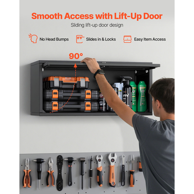 Μεταλλικό ντουλάπι τοίχου VEVOR, 77Π x 30,5Β x 35,6Υ cm, Πλωτό ντουλάπι εργαλείων γκαράζ με αναδιπλούμενη πόρτα, Φορτίο 54,5 kg ανά ράφι, Κατάλληλο για γκαράζ, υπόγειο, κουζίνα, αποθήκη, Απαιτείται συναρμολόγηση