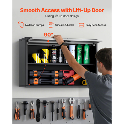 Μεταλλικό ντουλάπι τοίχου VEVOR, 77Π x 30,5Β x 50Υ cm, Πλωτό ντουλάπι εργαλείων γκαράζ με αναδιπλούμενη πόρτα και ράφι, Χωρητικότητα φορτίου 108,9 kg, Κατάλληλο για γκαράζ, υπόγειο, κουζίνα, αποθήκη. Απαιτείται συναρμολόγηση.