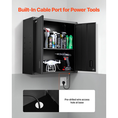 Μεταλλικό Ντουλάπι Τοίχου VEVOR, 76,2Π x 31Β x 76,2Υ cm, Ατσάλινο Κρεμαστό Ντουλάπι Αποθήκευσης με Πόρτες που Κλειδώνουν και Ρυθμιζόμενο Ράφι για Γκαράζ, Υπόγειο, Κουζίνα, Αποθήκη. Απαιτείται Συναρμολόγηση, Μαύρο.