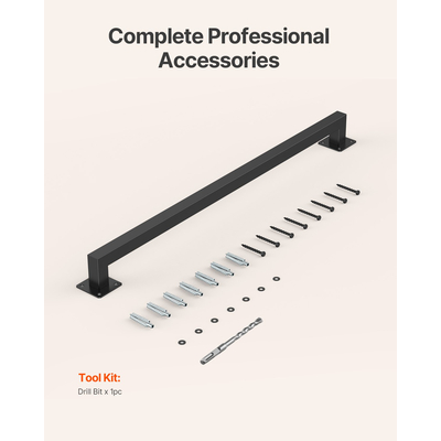 Επιτοίχια χειρολισθήρα σκάλας VEVOR, εσωτερική μαύρη σιδερένια χειρολισθήρα σκάλας 910 mm, χωρητικότητα φορτίου 113 kg, βιομηχανική χειρολαβή για σκαλοπάτια, τετράγωνος σωλήνας για βεράντα σοφίτας, 2 τμήματα