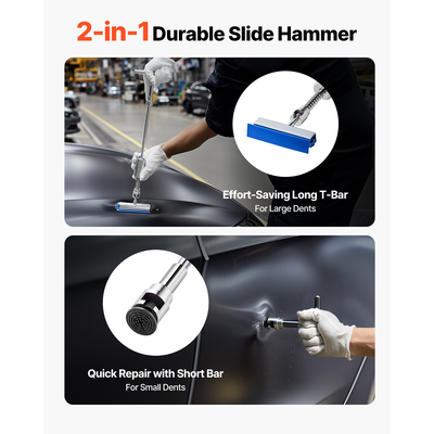 Κιτ αφαίρεσης βαθουλωμάτων VEVOR, κιτ αφαίρεσης βαθουλωμάτων 61 τεμαχίων χωρίς βαφή με χρυσό ανυψωτικό, σφυρί ολίσθησης σε σχήμα T, πιστόλι κόλλας, εργαλεία αφαίρεσης ζημιών από χαλάζι αυτοκινήτου για ψυγείο αυτοκινήτου, επισκευή μεγάλων μικρών θολωμάτων στην πόρτα