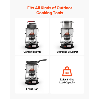 Φορητή θερμάστρα κηροζίνης και εστία VEVOR 9000 BTU, μη ηλεκτρική εσωτερική εξωτερική θερμάστρα 2 σε 1 με ρυθμιζόμενο ύψος και φλόγα και εύκολη αποθήκευση, για κατασκήνωση, κυνήγι, μαγείρεμα, σπίτι, γκαράζ, μαύρο