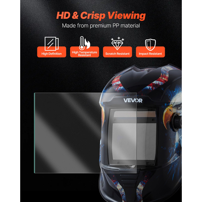 Εξωτερικός φακός καλύμματος κράνους συγκόλλησης VEVOR, εξωτερικός ανταλλακτικός φακός 121 x 118mm 20 τεμάχια, προστατευτικά διαφανή καλύμματα φίλτρου συμβατά με κράνη συγκόλλησης αυτόματης σκουρότητας σειράς VEVOR CRIUS/METIS