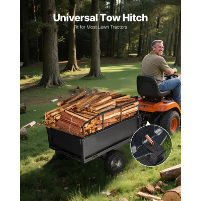 Τρέιλερ VEVOR Garden Utility, 17 κυβικά πόδια και χωρητικότητα 272 κιλών, Τρέιλερ μεταφοράς ATV και UTV, Χαλύβδινο καρότσι ρυμούλκησης με ελαστικά 16", Χειροκίνητο τράβηγμα ή ποδοκίνητο ποδοκίνητο, Ρυμουλκούμενα βαρέως τύπου για χλοοκοπτικό τρακτέρ