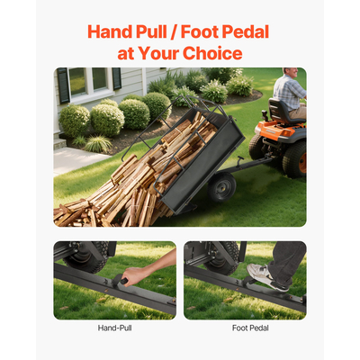 Τρέιλερ VEVOR Garden Utility, 17 κυβικά πόδια και χωρητικότητα 272 κιλών, Τρέιλερ μεταφοράς ATV και UTV, Χαλύβδινο καρότσι ρυμούλκησης με ελαστικά 16", Χειροκίνητο τράβηγμα ή ποδοκίνητο ποδοκίνητο, Ρυμουλκούμενα βαρέως τύπου για χλοοκοπτικό τρακτέρ