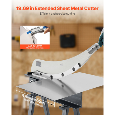 Ψαλίδι γκιλοτίνας VEVOR, Πλάτος καρίνας 500 mm, Χειροκίνητο ψαλίδι πλάκας χειρός για επεξεργασία μεταλλικών φύλλων, με υλικό Q235, Υψηλής ακρίβειας, Βάση, για PCB, Αλουμίνιο, Χάλυβας, Χαλκός, Πλαστικό