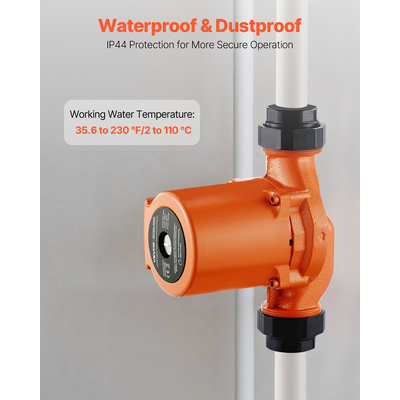 Κυκλοφορητής VEVOR LPS32-8S/180 από χυτοσίδηρο, 3/8 HP, 220-240V 110 LPM, Αντλία κυκλοφορίας ζεστού νερού με ανακυκλοφορία, σύνδεση με σπείρωμα, ρύθμιση 3 ταχυτήτων, αθόρυβη λειτουργία, για σύστημα θέρμανσης σπιτιού