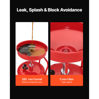 Δεξαμενή Αποστράγγισης Απόβλητων Λιπαντικών VEVOR 95L, Φορητή Αποστράγγιση Λαδιού με Λειτουργία Αέρα και Ρυθμιζόμενο Ύψος Χωνιού, Βιομηχανική Δεξαμενή Αποστράγγισης Υγρών με Ρόδες, Αποστράγγιση Μεταφοράς Υγρών Καυσίμου για Συνεργεία Αυτοκινήτων, Κόκκινο
