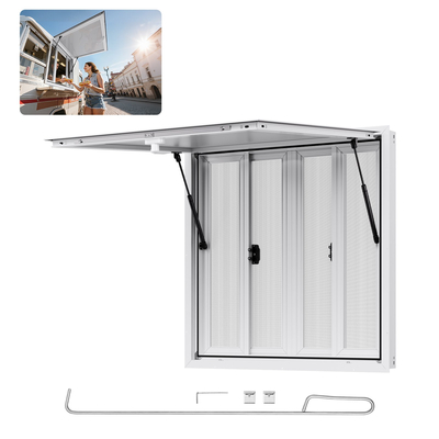Παράθυρο VEVOR Concession 92x92 cm, Παράθυρο σέρβις από κράμα αλουμινίου για φορτηγό τροφίμων, Παράθυρο σερβιρίσματος με βάση έως 85 μοίρες με 4 συρόμενα παράθυρα, τέντα και γάντζο έλξης, για ρυμουλκούμενα μεταφοράς