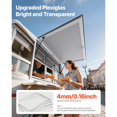 Παράθυρο VEVOR Concession 152x92 cm, Παράθυρο σέρβις από κράμα αλουμινίου για φορτηγό τροφίμων, Παράθυρο σερβιρίσματος με βάση έως 85 μοίρες με 6 συρόμενα παράθυρα, πόρτα τέντας και γάντζο έλξης, για ρυμουλκούμενα παραχώρησης