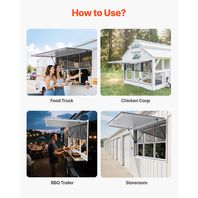 Παράθυρο VEVOR Concession 152x92 cm, Παράθυρο σέρβις από κράμα αλουμινίου για φορτηγό τροφίμων, Παράθυρο σερβιρίσματος με βάση έως 85 μοίρες με 6 συρόμενα παράθυρα, πόρτα τέντας και γάντζο έλξης, για ρυμουλκούμενα παραχώρησης