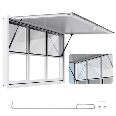 Παράθυρο VEVOR Concession 152x92 cm, Παράθυρο σέρβις από κράμα αλουμινίου για φορτηγό τροφίμων, Παράθυρο σερβιρίσματος με βάση έως 85 μοίρες με 6 συρόμενα παράθυρα, πόρτα τέντας και γάντζο έλξης, για ρυμουλκούμενα παραχώρησης