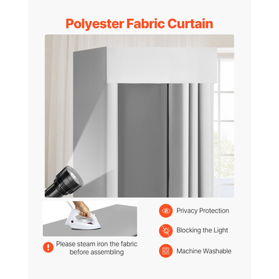 Βεστιάριο VEVOR, Γκαρνταρόμπα με Χοντρές Κουρτίνες από Πολυεστέρα, Χώρος Απορρήτου με Κουρτίνα Σκίασης και Γάντζο, για Μπουτίκ, Εμπορικό Κέντρο, Ραφείο & Εξωτερικό Χώρο 99 x 99 x 198 cm (Μαύρο και Γκρι-Λευκό)
