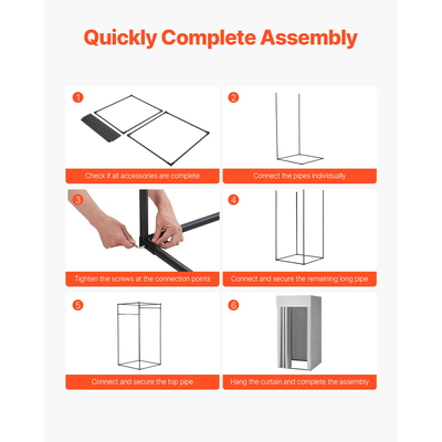 Βεστιάριο VEVOR, Γκαρνταρόμπα με Χοντρές Κουρτίνες από Πολυεστέρα, Χώρος Απορρήτου με Κουρτίνα Σκίασης και Γάντζο, για Μπουτίκ, Εμπορικό Κέντρο, Ραφείο & Εξωτερικό Χώρο 99 x 99 x 198 cm (Μαύρο και Γκρι-Λευκό)