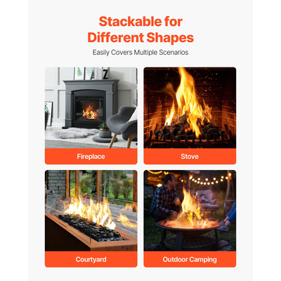 Πέτρες λάβας VEVOR, Πέτρες φωτιάς 20,32-30,48 mm Πέτρες λάβας για τζάκι, Επαναχρησιμοποιούμενες πέτρες φωτιάς για εσωτερική και εξωτερική χρήση, Διακοσμητική πέτρα τζακιού για τζάκι προπανίου/αερίου, σόμπα, αυλή, κάμπινγκ