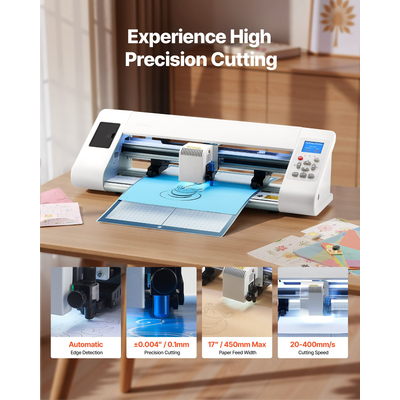 Μηχανή κοπής VEVOR, Αυτόματη μηχανή κοπής βινυλίου με ανίχνευση άκρων με λογισμικό σχεδιασμού και υλικά, συμβατή με πολλαπλές μορφές αρχείων, για τη δημιουργία εξατομικευμένων χειροτεχνιών DIY, καρτών, αυτοκόλλητων