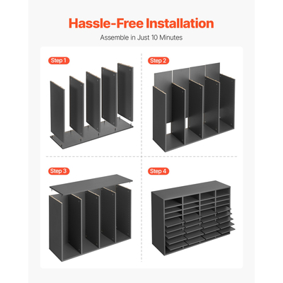 VEVOR Οργανωτής Λογοτεχνίας, Γραμματοκιβώτιο Γραφείου 36 Διαμερισμάτων με Ρυθμιζόμενα Ράφια, Ξύλινος Ταξινομητής Γραμματοκιβωτίων από Ινοσανίδα Μέσης Πυκνότητας, Αποθήκευση για Αρχεία, Έγγραφα, Χαρτιά, Γκρι