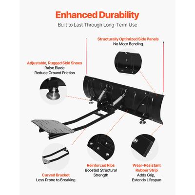 Λεπίδα εκχιονιστικού VEVOR, Κιτ εκχιονιστικού ρυθμιζόμενου πλάτους 109/152 cm, Εύκολη αποσύνδεση, Εξάρτημα εκχιονιστικού γενικής χρήσης με ελαστικά πτερύγια, Ανθεκτική ατσάλινη λεπίδα, Συμβατή με τα περισσότερα UTV και ATV