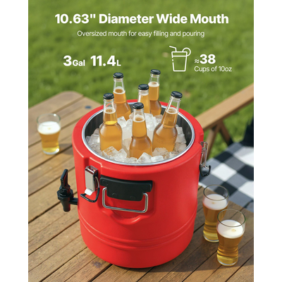 Μονωμένος Διανομέας Ποτών VEVOR, Θερμικός Διανομέας Ζεστών και Κρύων Ροφημάτων 3 Gal/11,4L με Βρύση, Κανάτα Ψύξης Τροφίμων με Εσωτερικό από Ανοξείδωτο Ατσάλι 304, για Εστιατόριο Τσαγιού/Καφετιέρας Εξωτερικού Χώρου