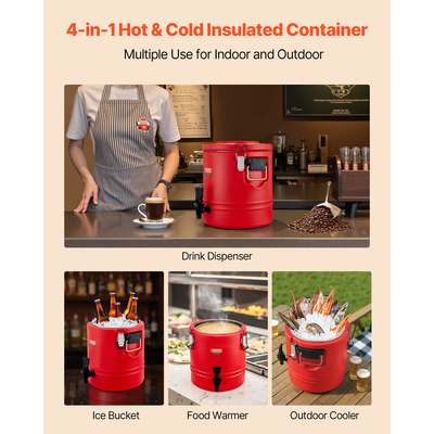 Μονωμένος Διανομέας Ποτών VEVOR, Θερμικός Διανομέας Ζεστών και Κρύων Ροφημάτων 3 Gal/11,4L με Βρύση, Κανάτα Ψύξης Τροφίμων με Εσωτερικό από Ανοξείδωτο Ατσάλι 304, για Εστιατόριο Τσαγιού/Καφετιέρας Εξωτερικού Χώρου