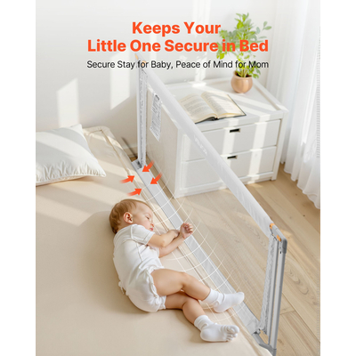 VEVOR Προστατευτικό Κάγκελο για Νήπια, Προστατευτικό Κάγκελο για Παιδικά Κρεβάτια με Ενισχυμένο Σιδερένιο Σωλήνα και Ύφασμα Oxford, Ρυθμιζόμενο Ύψος Πλαϊνού Κάγκελου για Κρεβάτια, Φορητό Προστατευτικό Κάγκελο για Κούνια, Κουκέτα, 1500 x 890 mm, 1 Τεμάχιο