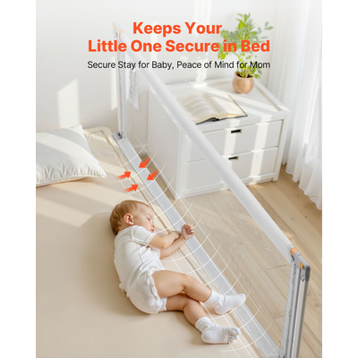 VEVOR Προστατευτικό Κάγκελο για Νήπια, Παιδικό Κάγκελο με Ενισχυμένο Σιδερένιο Σωλήνα και Ύφασμα Oxford, Ρυθμιζόμενο Ύψος Πλαϊνού Κάγκελου για Κούνια, Φορητό Προστατευτικό Κάγκελο για Κούνια, Κουκέτα, 2000 x 890 mm, 1 Τεμάχιο