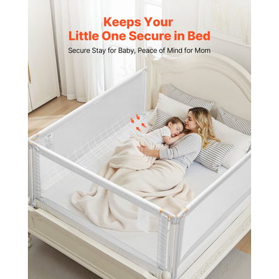 VEVOR Κάγκελα 3 τεμαχίων για νήπια, Προστατευτικά κάγκελα για παιδικά κρεβάτια με ενισχυμένο σιδερένιο σωλήνα και ύφασμα Oxford, Ρυθμιζόμενο ύψος πλευρικών κιγκλιδωμάτων κρεβατιού, Φορητό προστατευτικό κάγκελο για κρεβάτι King Size, 3 πλευρές, Γκρι