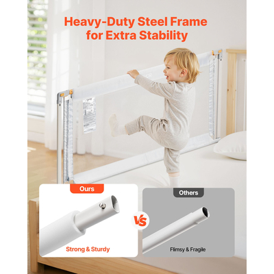 VEVOR Κάγκελα 3 τεμαχίων για νήπια, Προστατευτικά κάγκελα για παιδικά κρεβάτια με ενισχυμένο σιδερένιο σωλήνα και ύφασμα Oxford, Ρυθμιζόμενο ύψος πλευρικών κιγκλιδωμάτων κρεβατιού, Φορητό προστατευτικό κάγκελο για κρεβάτι King Size, 3 πλευρές, Γκρι