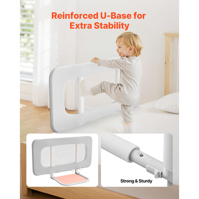 VEVOR Προστατευτικό Κάγκελο για Νήπια, Παιδικό Κάγκελο με Ενισχυμένο Σιδερένιο Σωλήνα και Ύφασμα Oxford, Ρυθμιζόμενο Ύψος Πλαϊνού Κάγκελου για Κούνια, Φορητό Προστατευτικό Κάγκελο για Κούνια, Κουκέτα, 800 x 670 mm, 1 Τεμάχιο