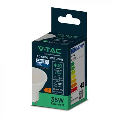 V-TAC - Φωτιστικό LED Chip CREE GU10 4,5W 100° Κάλυψη Ματ 4000K
