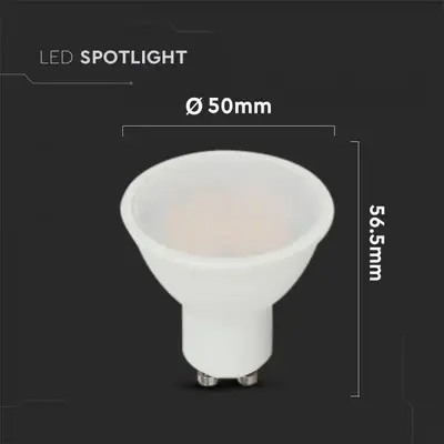 V-TAC - Φωτιστικό LED Chip CREE GU10 4,5W 100° Κάλυψη Ματ 6500K