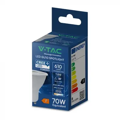 V-TAC - Φωτιστικό LED Chip CREE GU10 7,5W 38° 6500K