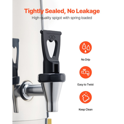 Διανομέας ποτών VEVOR από ανοξείδωτο ατσάλι, Διανομέας ποτών 13 λίτρων με καυστήρα αλκοόλης, Διανομείς ζεστών & κρύων ποτών με βρύση για καφέ, τσάι, ζεστό νερό, ιδανικός για εστιατόρια, ξενοδοχεία, πάρτι