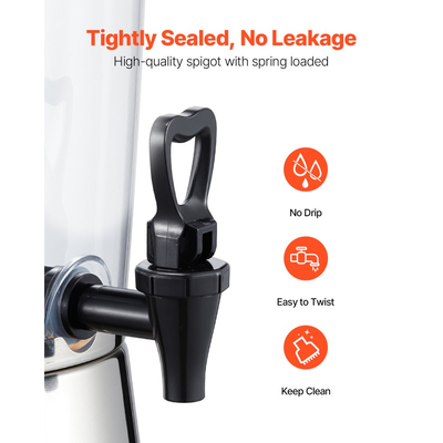 Διανομέας ποτών VEVOR, Διανομέας ποτών 8 λίτρων για πάρτι, Διανομείς χυμών από ανοξείδωτο ατσάλι + πλαστικό με θάλαμο πάγου με βρύση, Διανομείς νερού με παγωμένο τσάι, λεμονάδα και χυμό, για εστιατόρια, ξενοδοχεία