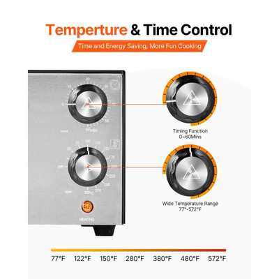 Ηλεκτρικός φούρνος πίτσας VEVOR, φούρνοι πίτσας 12 ιντσών με πάγκο, μέγιστη θερμοκρασία 572°F, εσωτερική μηχανή πίτσας 1450W με χρονισμό και έλεγχο θερμοκρασίας, βραστήρας πίτσας με διπλό σωλήνα θέρμανσης, δίσκος για ψίχουλα, για τραπεζαρία και οικιακή κουζίνα