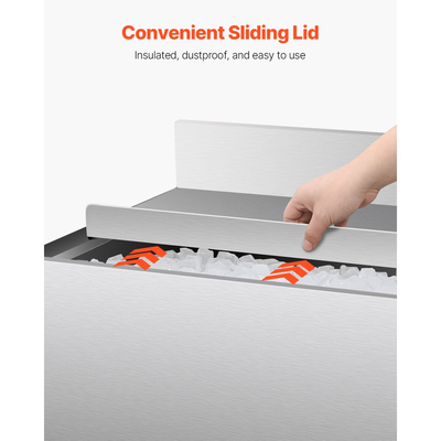 Κάδος πάγου VEVOR Commercial, Κάδος πάγου 95,3 L κάτω από τη ράβδο, Θήκη πάγου από ανοξείδωτο ατσάλι 35,9 x 19 x 37 ίντσες με συρόμενο καπάκι, θήκες για μπουκάλια και ρυθμιζόμενα πόδια, Μονάδα κοκτέιλ για μπαρ, εστιατόρια, παμπ