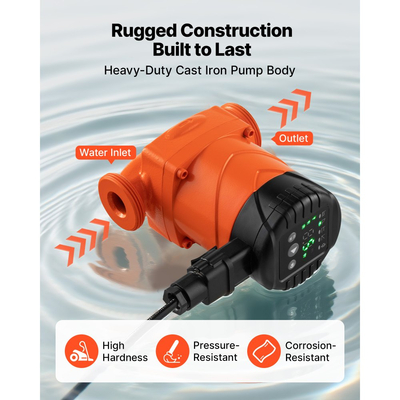 Κυκλοφορητής υψηλής απόδοσης VEVOR LPS25-6BP/130, 58 LPM, μέγιστης ανύψωσης 4 M από χυτοσίδηρο, με βιδωτή σύνδεση, βαλβίδα αντεπιστροφής, αθόρυβη λειτουργία, για σύστημα θέρμανσης σπιτιού