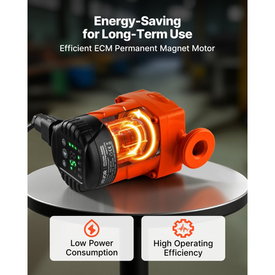 Κυκλοφορητής υψηλής απόδοσης VEVOR LPS25-6BP/130, 58 LPM, μέγιστης ανύψωσης 4 M από χυτοσίδηρο, με βιδωτή σύνδεση, βαλβίδα αντεπιστροφής, αθόρυβη λειτουργία, για σύστημα θέρμανσης σπιτιού