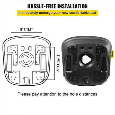 Αντικατάσταση καθίσματος τρακτέρ VEVOR Universal, ζεύγος καθισμάτων συμπαγούς χλοοκοπτικού με ψηλή πλάτη, κάθισμα περονοφόρου ανυψωτικού από μαύρο βινύλιο, κεντρική οπή αποστράγγισης καθίσματος τιμονιού με μοτίβα μπουλονιών στερέωσης 8" x 11,5" & 11,25" x 11,5