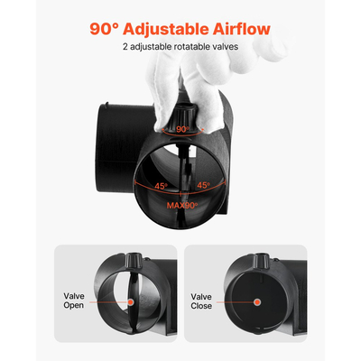 Σύνδεσμος θερμαντήρα ντίζελ VEVOR, αξεσουάρ σύνδεσης αγωγού θερμαντήρα ντίζελ 59 mm, σύνδεσμοι εξαερισμού 3 κατευθύνσεων σε σχήμα Τ με 2 περιστρεφόμενες βαλβίδες 90°, μαύροι σύνδεσμοι σύνδεσης για θερμαντήρες ντίζελ 2KW