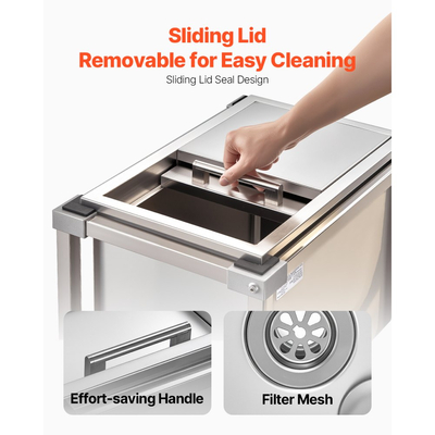 Ψυγείο VEVOR Rolling Ice Chest, 20"Μ x 14"Π x 38"Υ (510 x 360 x 970 mm) από ανοξείδωτο ατσάλι με ρόδες, 28L Stand Up Cooler εξωτερικού χώρου με ράφι, για μπαρ πάρτι σε αίθριο ή πίσω αυλή