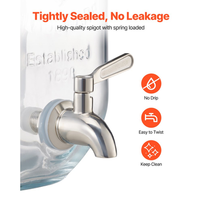 Διανομέας ποτών VEVOR, Συσκευασία 3 διανομέων ποτών 3,8 λίτρων για πάρτι, Γυάλινος διανομέας χυμού με ξύλινη βάση, Ανοξείδωτη βρύση, Εγχυτήρας, Διανομείς νερού με παγωμένο τσάι, λεμονάδα και χυμό για πάρτι