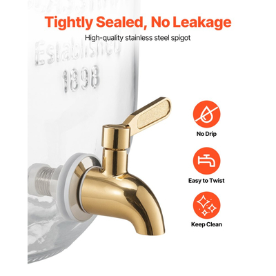 Διανομέας ποτών VEVOR, Συσκευασία 3 διανομέων ποτών 8L για πάρτι, Γυάλινος διανομέας χυμού με μεταλλική βάση, Βρύση από ανοξείδωτο ατσάλι, Εγχυτήρας, Διανομείς νερού με παγωμένο τσάι, λεμονάδα και χυμό για πάρτι