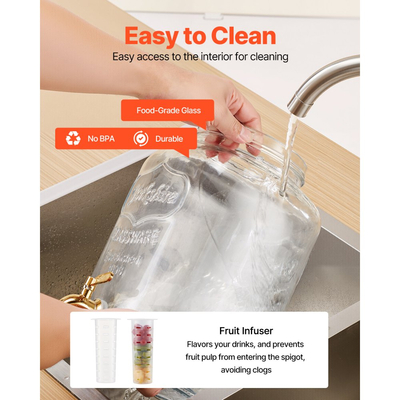 Διανομέας ποτών VEVOR, Συσκευασία 3 διανομέων ποτών 8L για πάρτι, Γυάλινος διανομέας χυμού με μεταλλική βάση, Βρύση από ανοξείδωτο ατσάλι, Εγχυτήρας, Διανομείς νερού με παγωμένο τσάι, λεμονάδα και χυμό για πάρτι