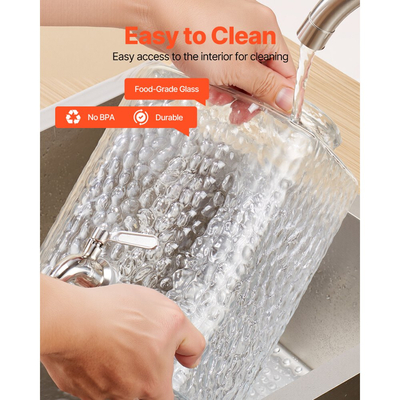 Διανομέας ποτών VEVOR, Συσκευασία 2 διανομέων ποτών 5,5L για πάρτι, Γυάλινος διανομέας χυμού με μεταλλική βάση, Βρύση από ανοξείδωτο ατσάλι, Διανομείς νερού με παγωμένο τσάι, λεμονάδα και χυμό για πάρτι